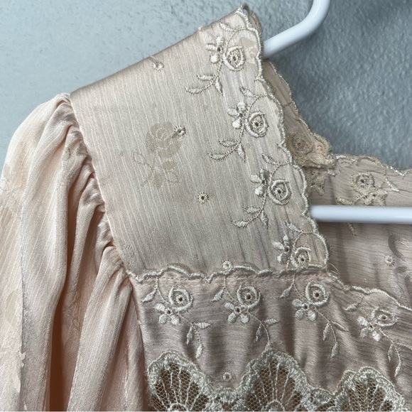 Vintage Christian Dior Nightgown Maxi Large Pink Lace Rose Bow Detail Lingerie - Picture 8 of 16